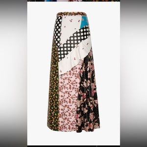 Zara atelier printed leather patchwork skirt size Small